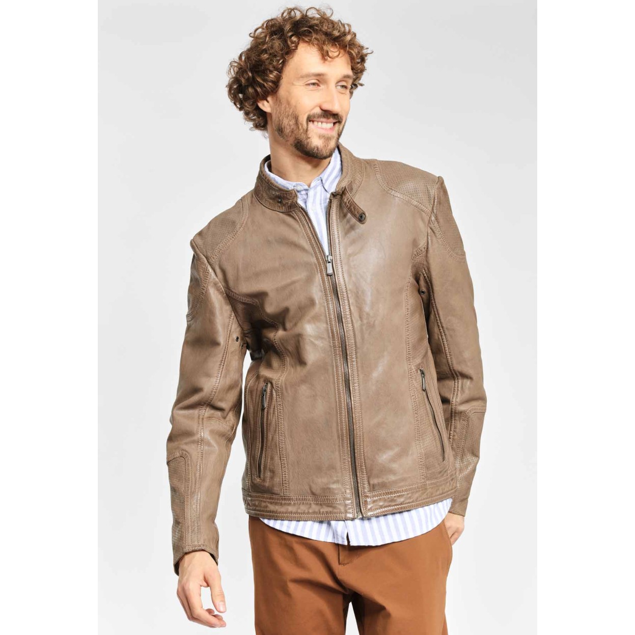 Męska kurtka skórzana Gipsy Sky Grey LAAV – ODZIEŻ