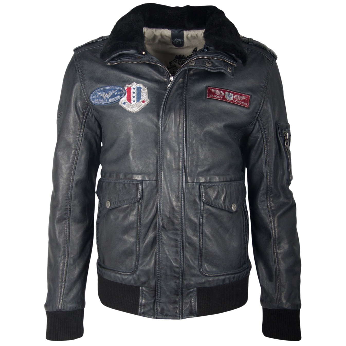 Męska kurtka skórzana Gipsy Dark Navy Cruise W19 LNVV W – ODZIEŻ
