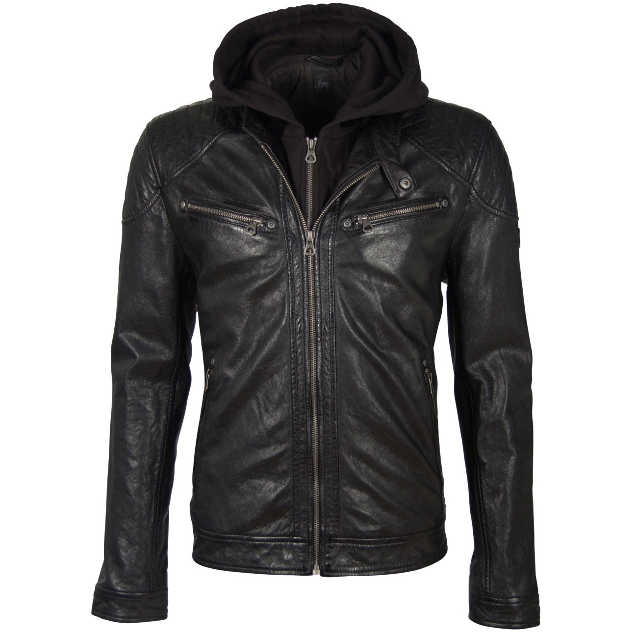 Męska kurtka skórzana Gipsy Czarna GBGorey 2 LASANV – BLACK FRIDAY