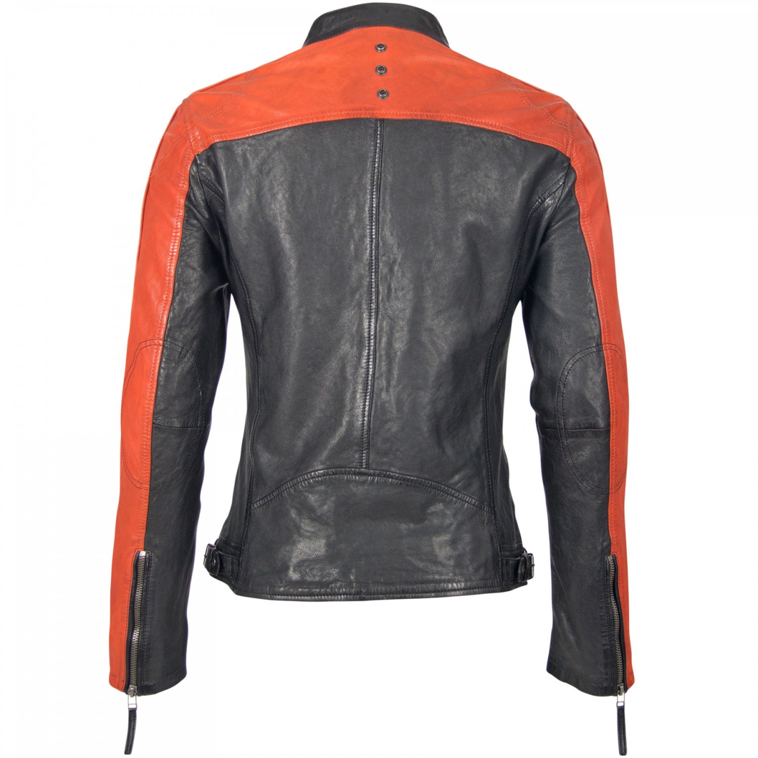 Męska kurtka skórzana Gipsy Czarno-pomarańczowa GBTroon SF LACAV – BLACK FRIDAY