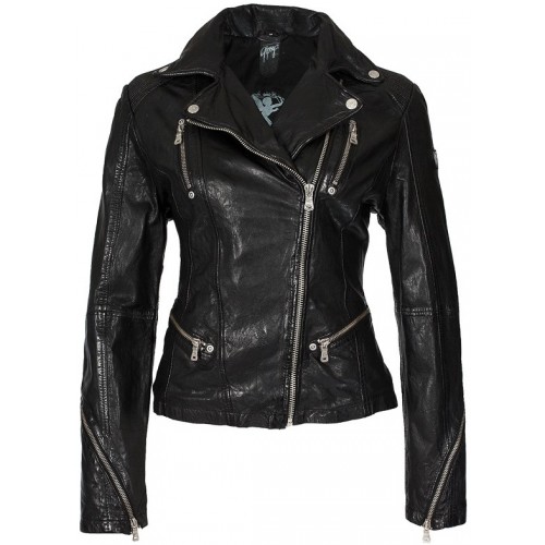 Damska kurtka skórzana Gipsy Czarna Happy Silver