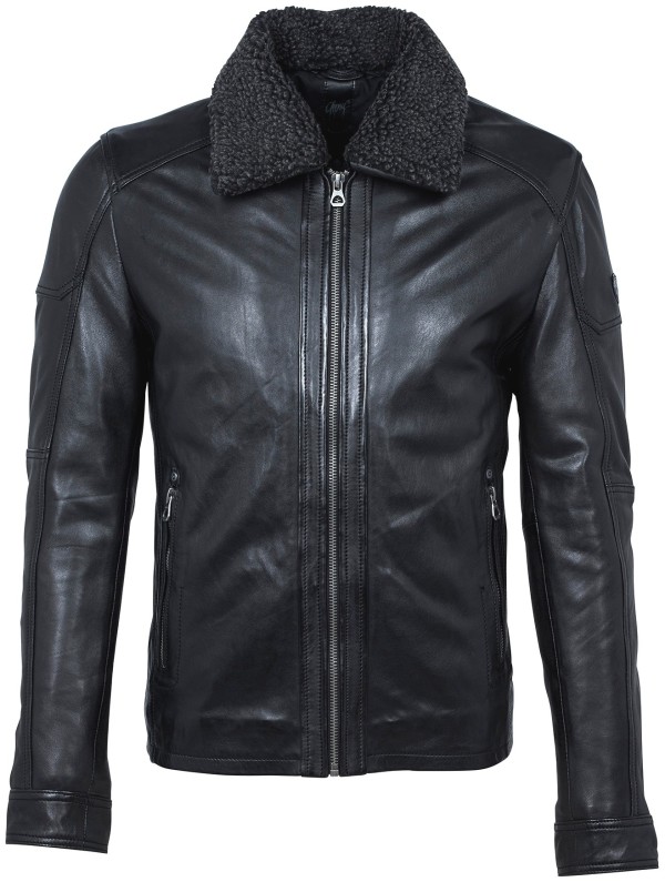 Męska kurtka skórzana Gipsy Czarna Owen W18 LAHUV W – BLACK FRIDAY — fotografia 1