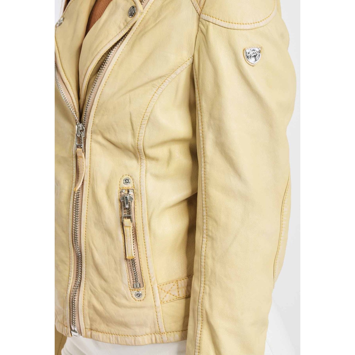 Damska kurtka skórzana Gipsy Pale Yellow PGG S20 LABAGV – ODZIEŻ