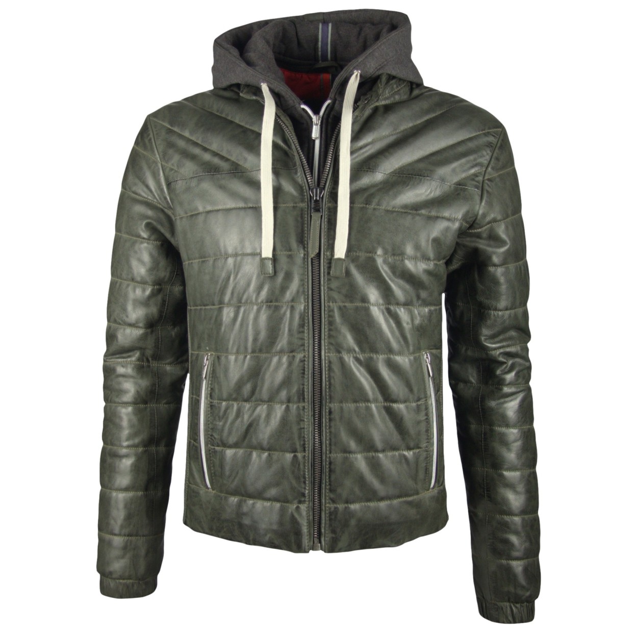 Męska kurtka skórzana Gipsy Ciemnozielona Śnieżna LNBV W – BLACK FRIDAY