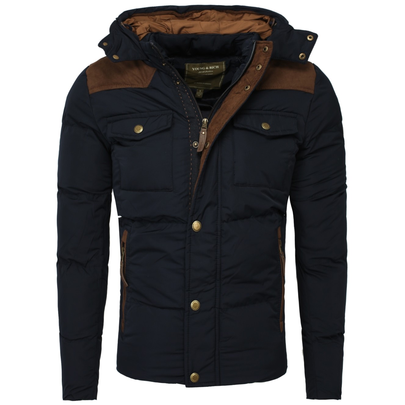 Kurtka zimowa męska Young & Rich granatowa 458 – BLACK FRIDAY