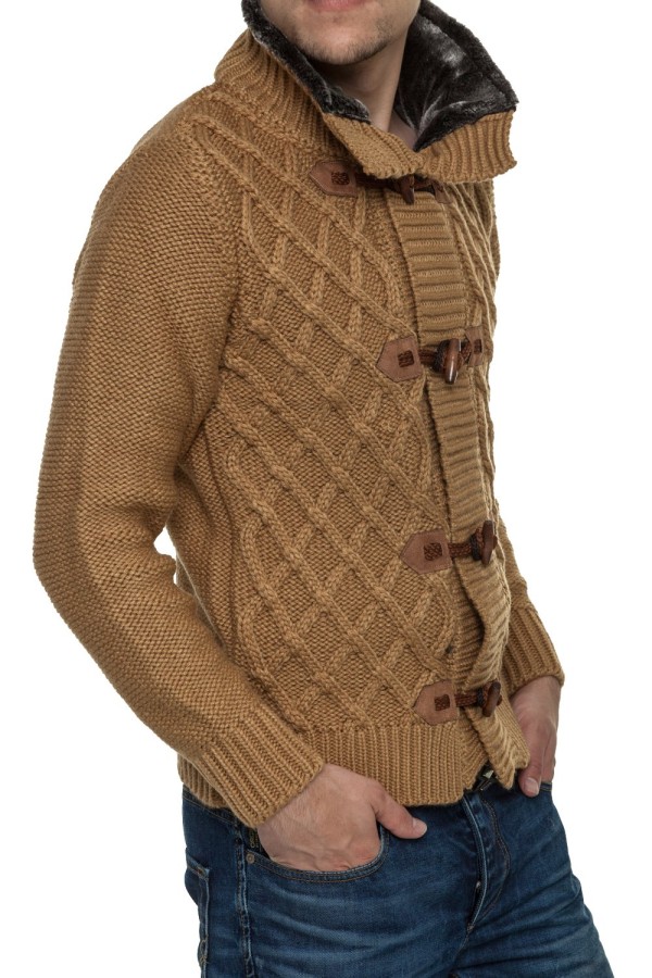 Męski sweter-kurtka dzianinowa Carisma Brown 7169 – ODZIEŻ — fotografia 1