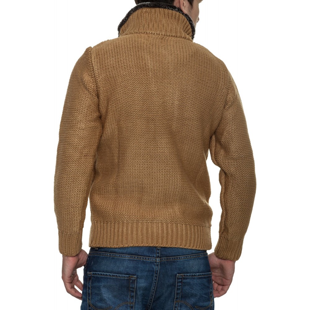 Męski sweter-kurtka dzianinowa Carisma Brown 7169 – ODZIEŻ