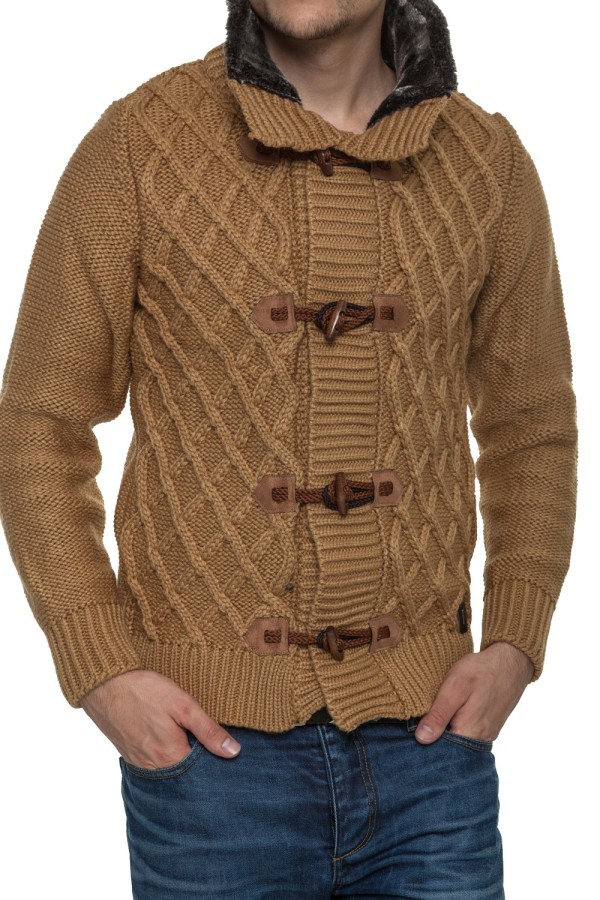Męski sweter-kurtka dzianinowa Carisma Brown 7169 – ODZIEŻ — fotografia 3