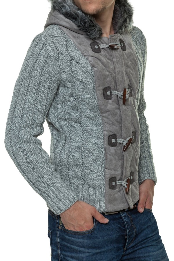Męski sweter-kurtka dzianinowa Carisma Gray 7173 – ODZIEŻ — fotografia 1