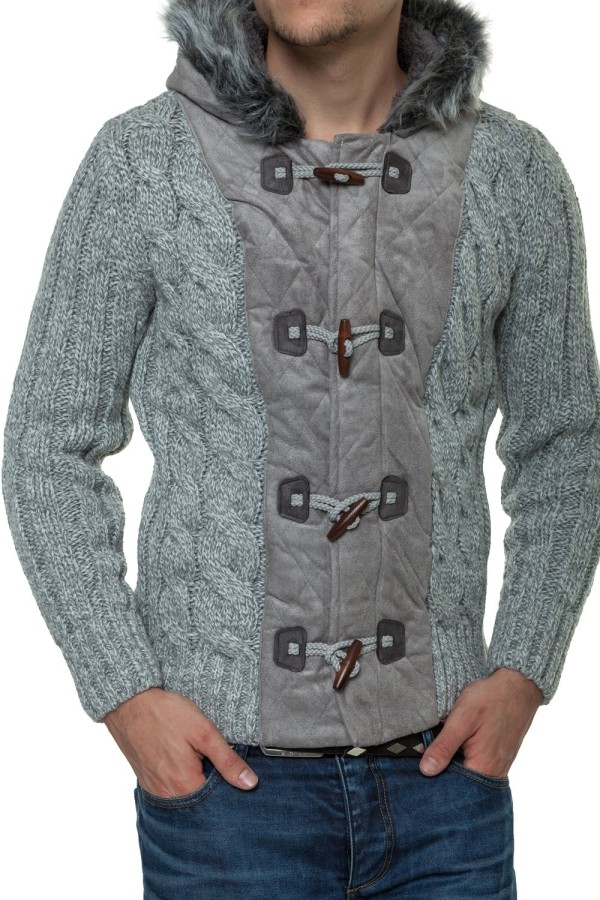 Męski sweter-kurtka dzianinowa Carisma Gray 7173 – ODZIEŻ — fotografia 2
