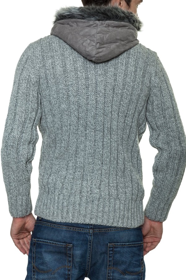 Męski sweter-kurtka dzianinowa Carisma Gray 7173 – ODZIEŻ — fotografia 3