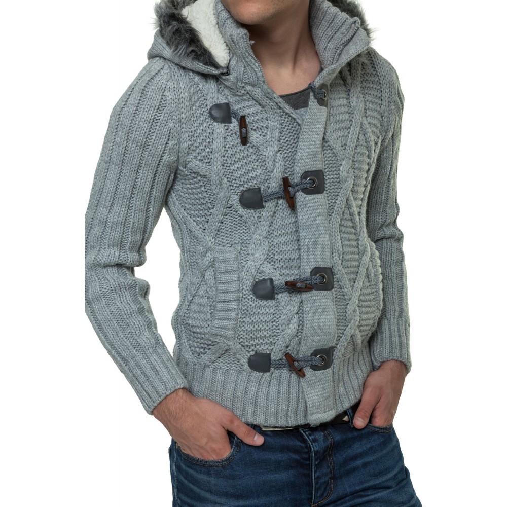 Męski sweter-kurtka dzianinowa Carisma Gray 7179 – ODZIEŻ Męski sweter-kurtka dzianinowa Carisma Gray 7179 – ODZIEŻ