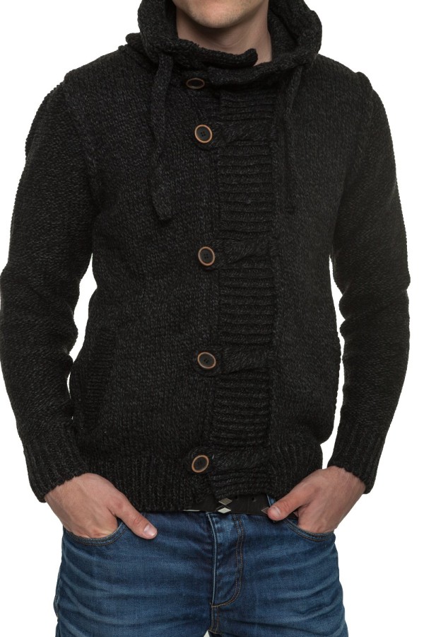 Męski sweter-kurtka dzianinowa Carisma Antracyt 7185 – ODZIEŻ — fotografia 3