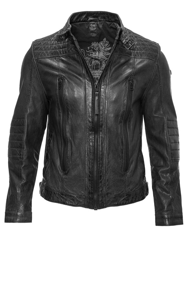 Męska kurtka skórzana Gipsy Antracytowy ślad SF LASAV – BLACK FRIDAY — fotografia 1